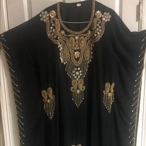 Maxi beaded gown. Sari Material